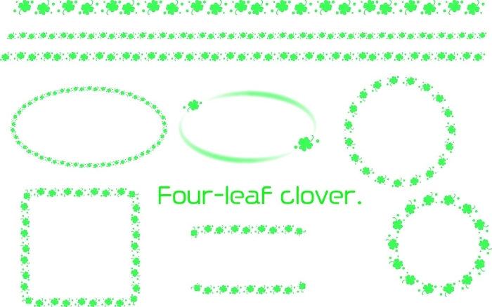 Four-leaf clover frame, line set.