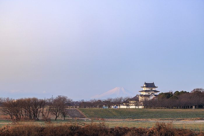 View of Sekijuku Castle and Mt. Fuji from Sakai-machi, Ibaraki Pref.
