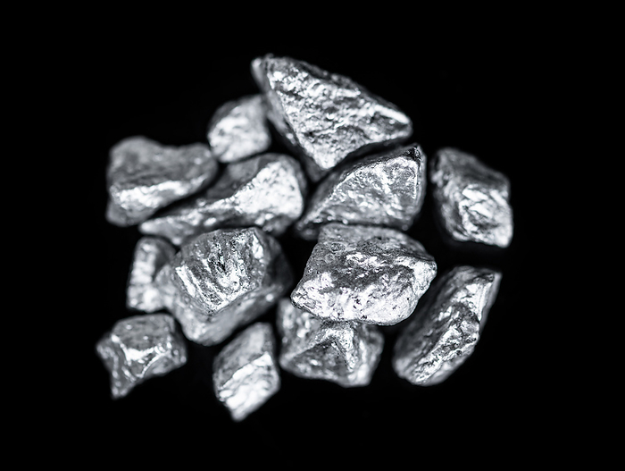 Heap of silver nuggets isolated on black background Heap of silver nuggets isolated on black background, by Zoonar Christoph Sch