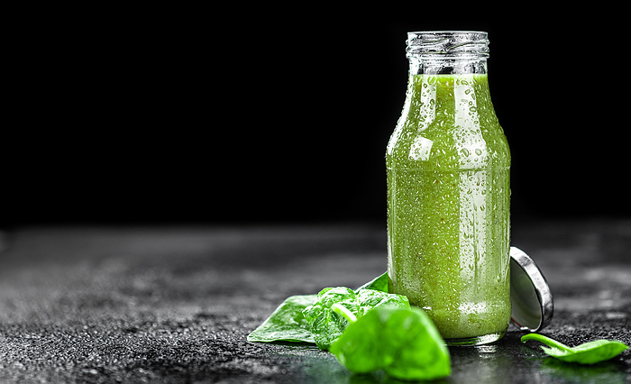 Homemade spinach smoothie  close up  selective focus  Homemade spinach smoothie  close up  selective focus , by Zoonar Christoph Sch