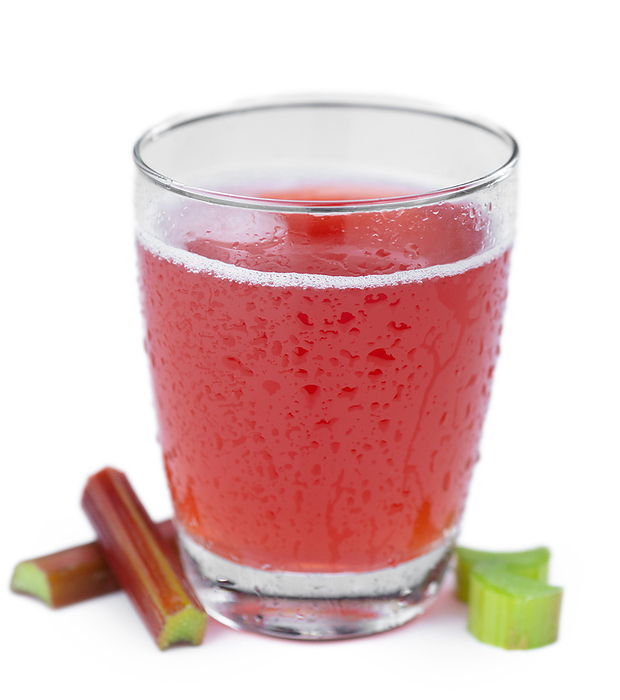 Rhubarb Spritzer isolated on white background  close up  selective focus  Rhubarb Spritzer isolated on white background  close up  selective focus , by Zoonar Christoph Sch