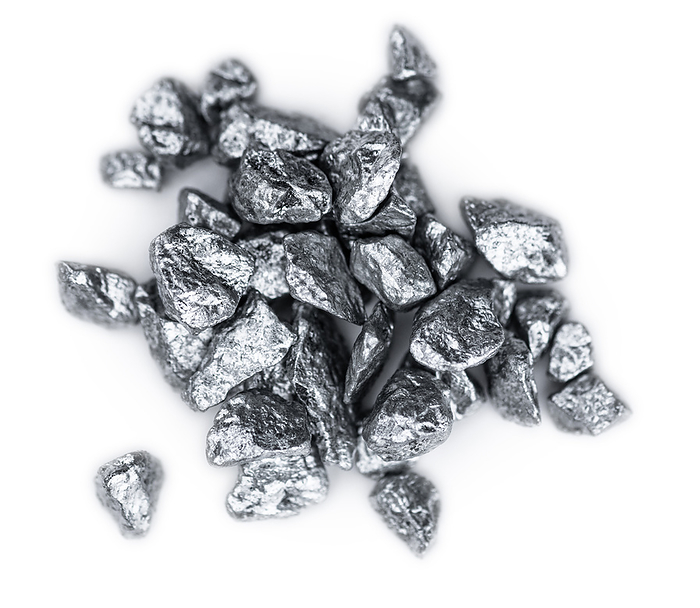 Heap of silver nuggets isolated on white Heap of silver nuggets isolated on white, by Zoonar Christoph Sch