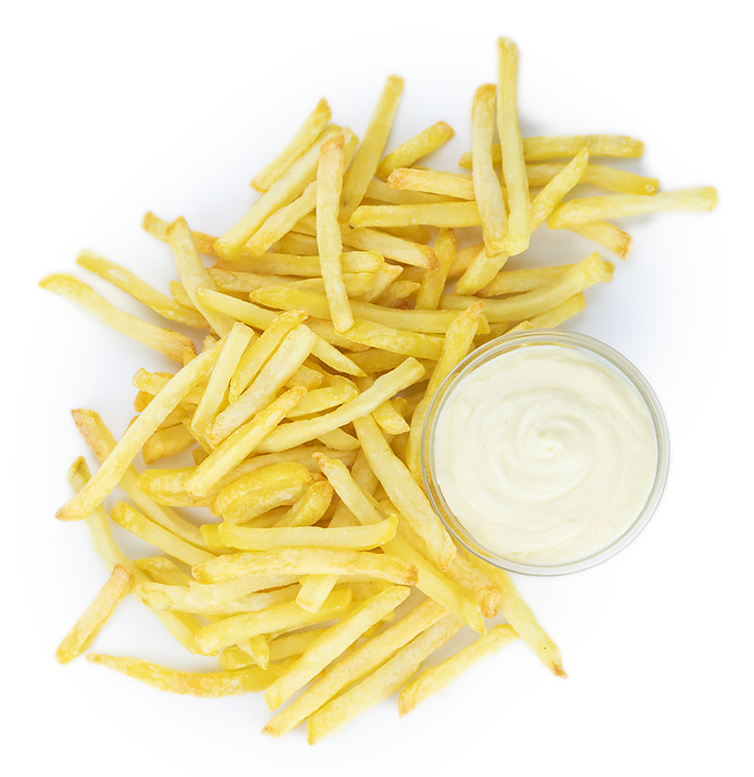 French Fries isolated on white background  close up shot  French Fries isolated on white background  close up shot , by Zoonar Christoph Sch