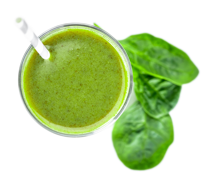 Homemade spinach smoothie isolated on white  close up  selective focus  Homemade spinach smoothie isolated on white  close up  selective focus , by Zoonar Christoph Sch