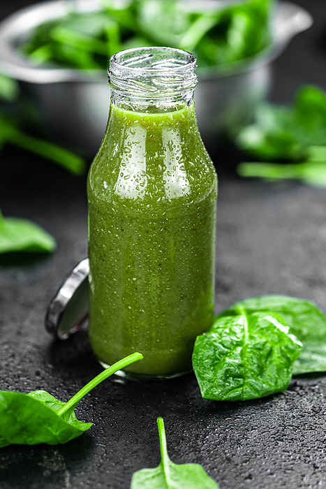 Freshly made spinach smoothie  close up  selective focus  Freshly made spinach smoothie  close up  selective focus , by Zoonar Christoph Sch