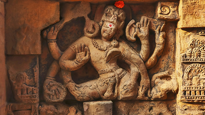 Brocken Sculpture of Hindu God on the Parshurameshwara Temple, Bhubaneshwar, Odisha, India. Brocken Sculpture of Hindu God on the Parshurameshwara Temple, Bhubaneshwar, Odisha, India., by Zoonar RealityImages