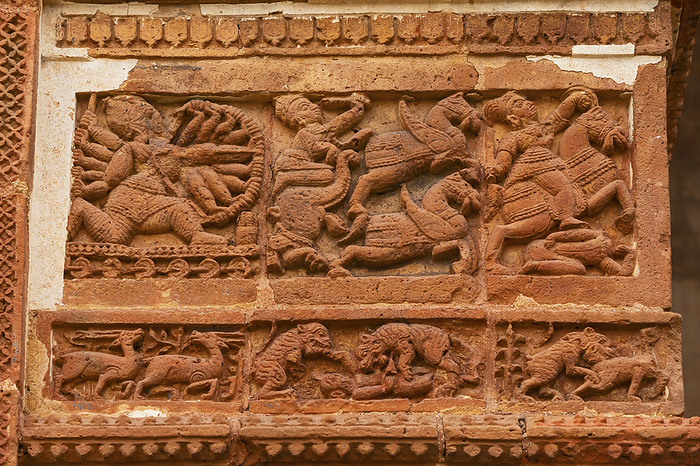 War Scenes Depicting on the Jor Bangla Temple, Bishnupur, West Bengal, India. War Scenes Depicting on the Jor Bangla Temple, Bishnupur, West Bengal, India., by Zoonar RealityImages