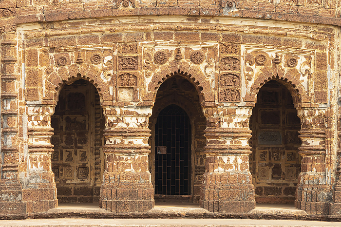Beautifully Carved Entrance Pillars of Radheshyam Temple, Bishnupur, West Bengal, India. Beautifully Carved Entrance Pillars of Radheshyam Temple, Bishnupur, West Bengal, India., by Zoonar RealityImages