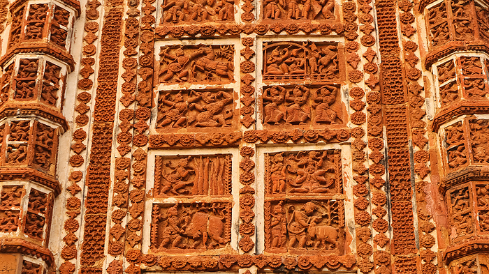 Carvings of Women dancing on the Jor Bangla Temple, Bishnupur, West Bengal, India. Carvings of Women dancing on the Jor Bangla Temple, Bishnupur, West Bengal, India., by Zoonar RealityImages