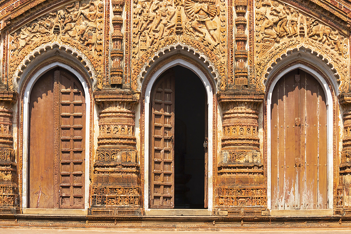 Three Door Temple of Charbangla, Jiaganj, West Bengal, India. Three Door Temple of Charbangla, Jiaganj, West Bengal, India., by Zoonar RealityImages