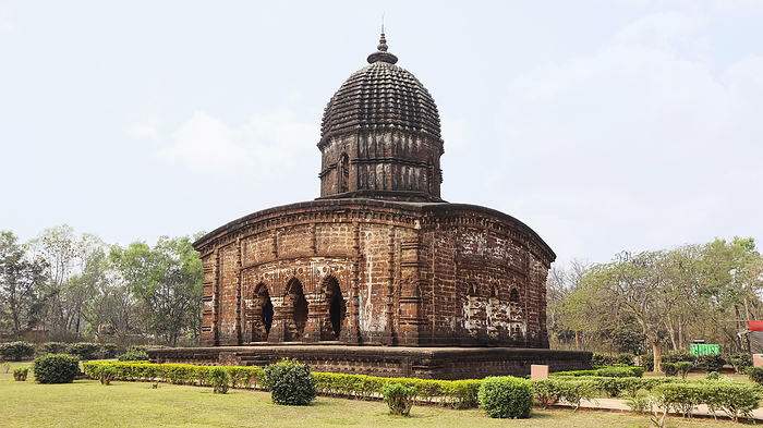 View of one of the Jor mandir Group of Temples  a cluster of three historic temples, Red Bricks Carving Temple, Bishnupur, West Bengal, India. View of one of the Jor mandir Group of Temples  a cluster of three historic temples, Red Bricks Carving Temple, Bishnupur, West Bengal, India., by Zoonar RealityImages