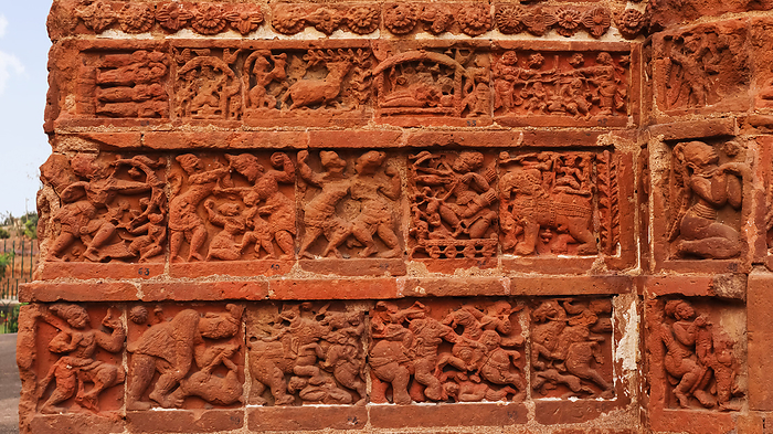 War Scenes Carvings on the Jor Bangla Temple, Bishnupur, West Bengal, India. War Scenes Carvings on the Jor Bangla Temple, Bishnupur, West Bengal, India., by Zoonar RealityImages