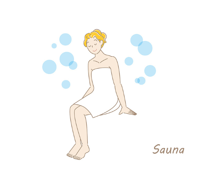 A pretty woman who loves sauna who has repeatedly performed a set of sauna, water bath, and outdoor air bath and is well organized Sauna girls