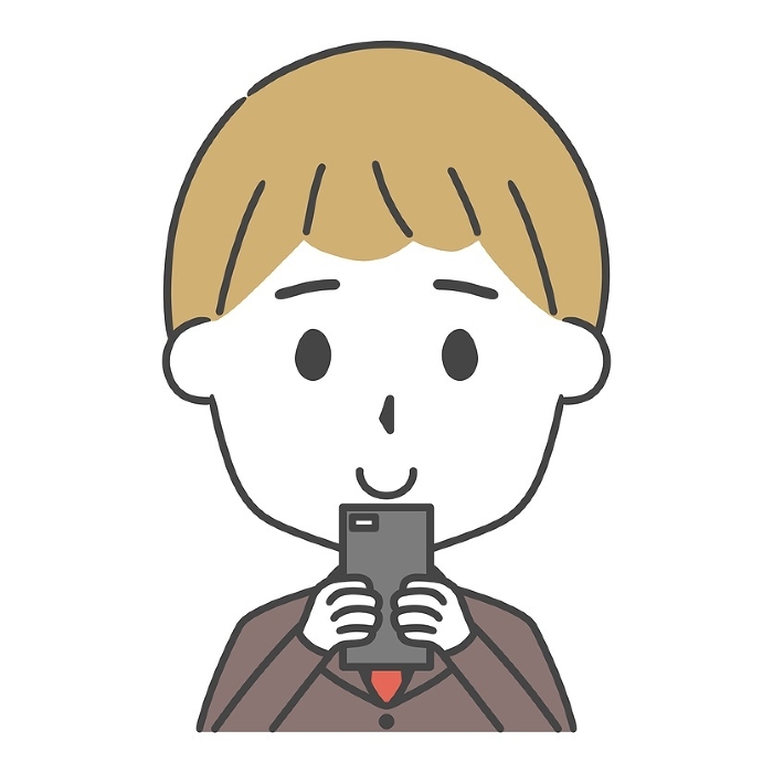 Man in suit looking at smartphone