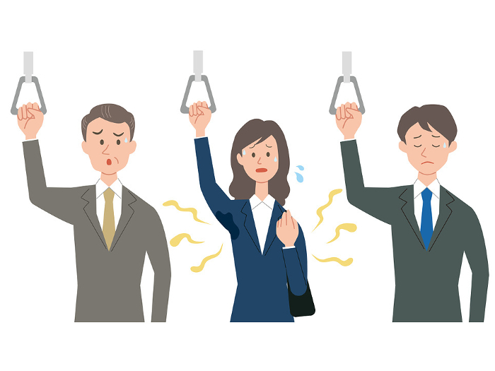 Illustration of male and female business people with body odor