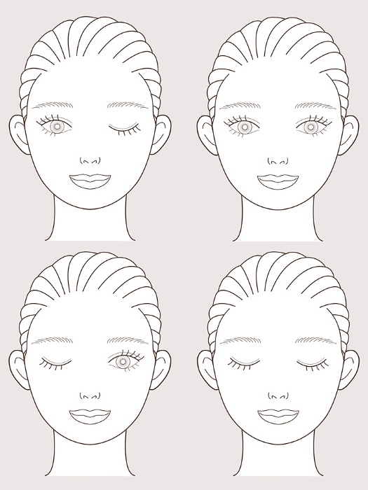 Illustrations (4 types of female expressions) for use in skincare and make-up explanations, etc.