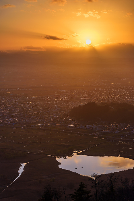 Okitama Basin and Sunset from Nanyo Sky Park, Yamagata Prefecture