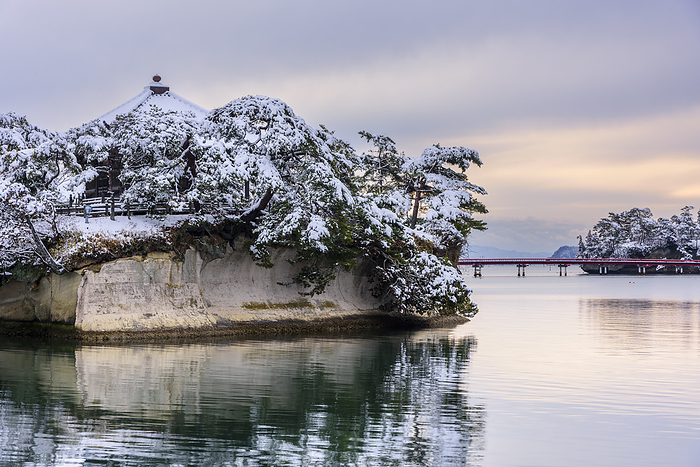 Godaido, Matsushima in snow, Miyagi Prefecture Morning view