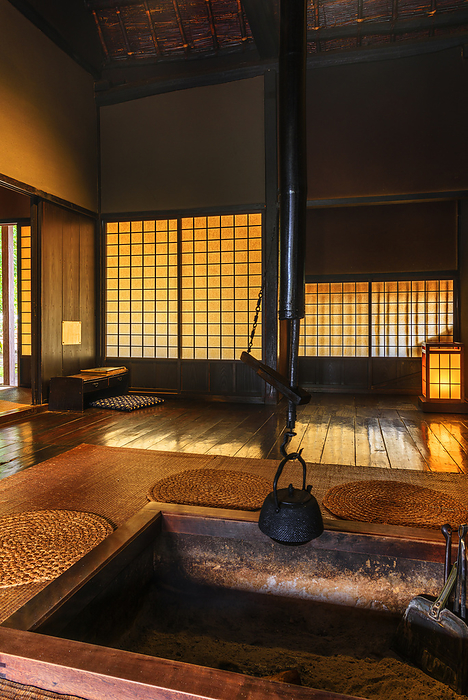 Interior of the former Koseki House, Katakura Family, Miyagi Prefecture, Japan Hearth