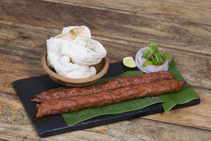 The Nizam Hyderabadi Seekh Kebab¬†with roomali roti, by Zoonar/RealityImages