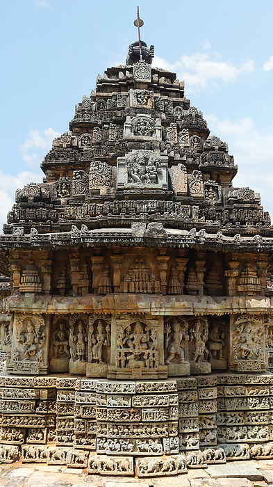 Rear view of Mallikarjuna Temple shikara, Basaralu, Mandya, Karnataka. Rear view of Mallikarjuna Temple shikara, Basaralu, Mandya, Karnataka., by Zoonar RealityImages