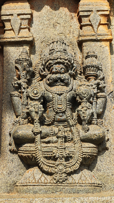 Carved sculpture of Lord Narshimha, Chennakeshava Temple, Aralguppe, Tumkur, Karnataka, India. Carved sculpture of Lord Narshimha, Chennakeshava Temple, Aralguppe, Tumkur, Karnataka, India., by Zoonar RealityImages