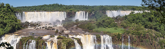 Panoramic view of spectacular Salto Tres Mosqueteros and Salto Rivadavia in sunshine, Iguazu Falls, Panoramic view of spectacular Salto Tres Mosqueteros and Salto Rivadavia in sunshine, Iguazu Falls,, by Zoonar Uwe Bergwitz
