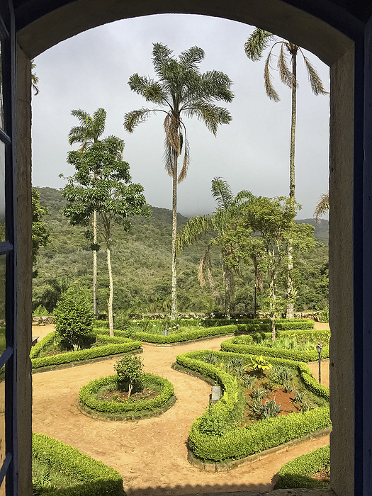 View through an open window to a park with walkways and palm trees, Sanctuary Caraca, Minas Gerais, Brazil View through an open window to a park with walkways and palm trees, Sanctuary Caraca, Minas Gerais, Brazil, by Zoonar Uwe Bergwitz