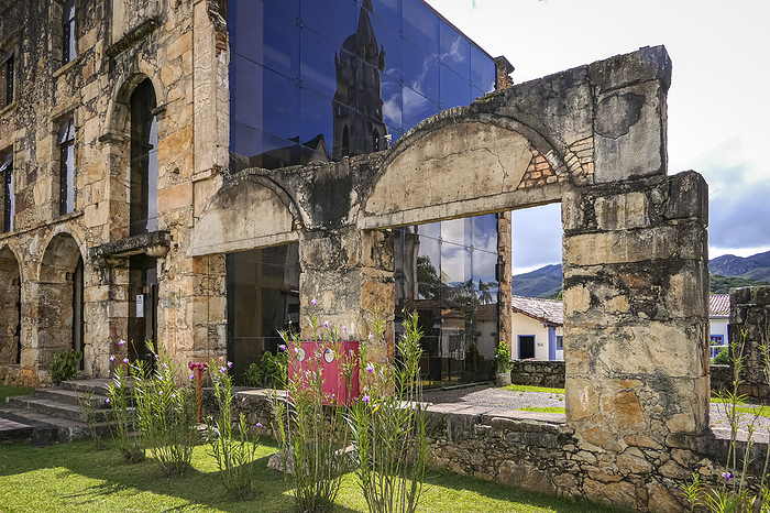 Museum with glass facade in a restored old building of Sanctuary Cara a, Minas Gerais, Brazil Museum with glass facade in a restored old building of Sanctuary Cara a, Minas Gerais, Brazil, by Zoonar Uwe Bergwitz