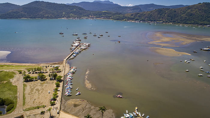 Aerial view to historic Paraty pier and harbour with green mountains in background, Unesco World Her Aerial view to historic Paraty pier and harbour with green mountains in background, Unesco World Her, by Zoonar Uwe Bergwitz