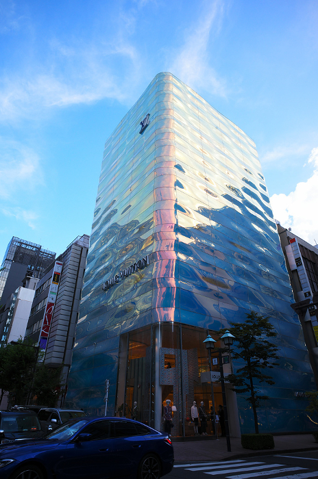 Glass facade of a high-rise building