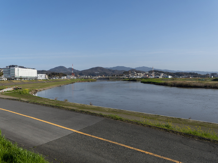 Confluence of Yamato River and Ishikawa River flowing through Kashiwabara City, Osaka Prefecture