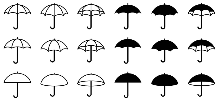 Vector illustration set of various umbrellas