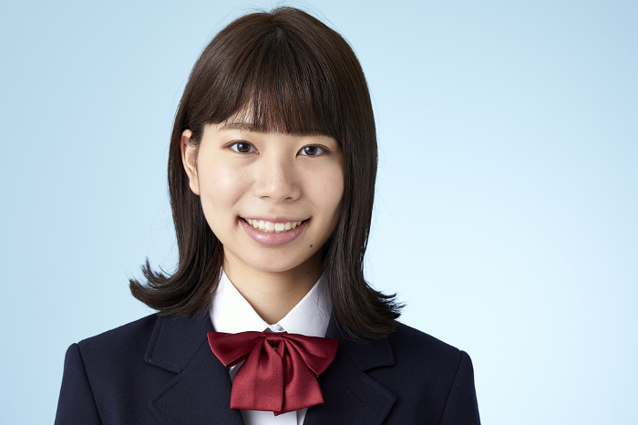 Portrait of Japanese high school girls in blazer uniforms (People)