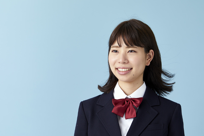 Portrait of Japanese high school girls in blazer uniforms (People)