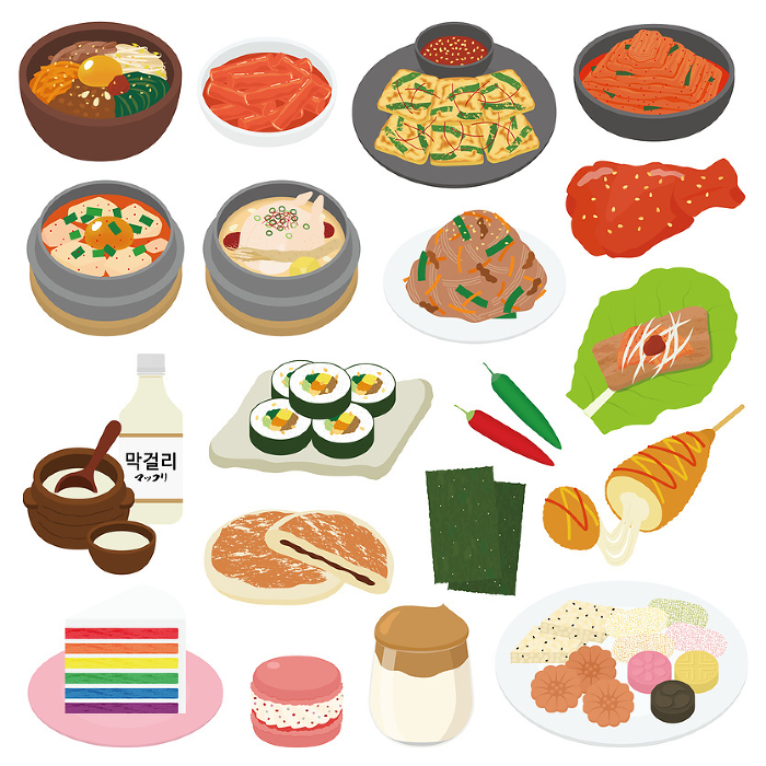 Illustration set of Korean gourmet