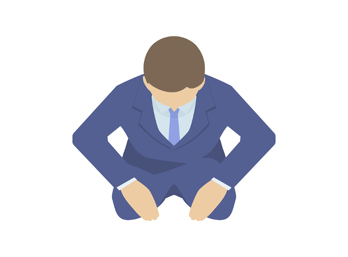 Clip art of a person sitting on the ground and bowing his head