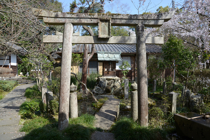 Iwayadera Temple Oishi Benzaiten Shrine in spring Nishinoyama, Yamashina-ku, Kyoto