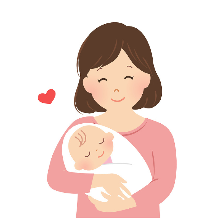 Vector illustration of a mother holding a baby