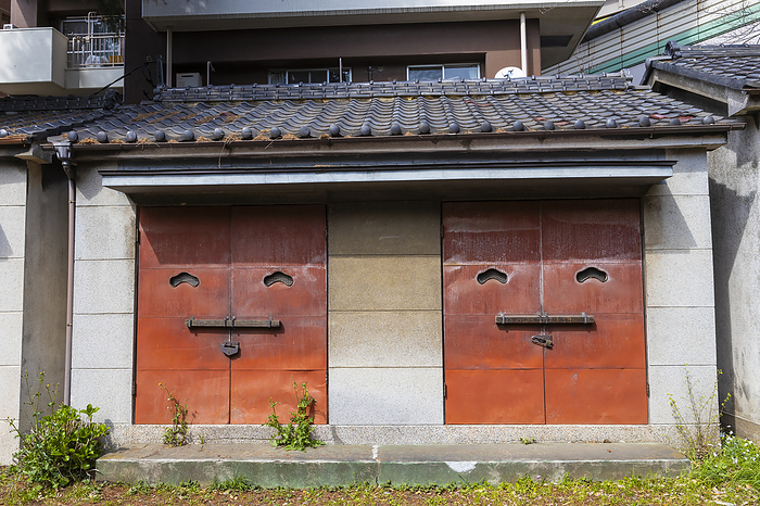 red face Mikoshi storage facility, Hikawa Shrine, Hikawa cho, Itabashi ku, Tokyo