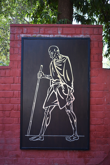 Mahatma Gandhi   s illustration on wall at Sabarmati Ashram or Gandhi Ashram, Ahmedabad, Gujarat, India Mahatma Gandhi   s illustration on wall at Sabarmati Ashram or Gandhi Ashram, Ahmedabad, Gujarat, India, by Zoonar RealityImages