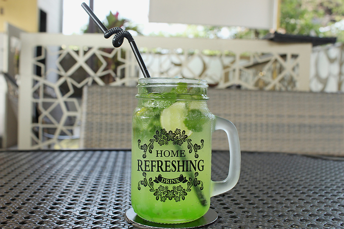 Virgin mojito mocktail in mason jar with straw Virgin mojito mocktail in mason jar with straw, by Zoonar RealityImages