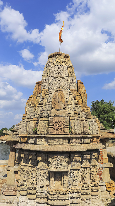 View of Twin Temples at Munsar Lake, Viramgam, Ahmadabad, Gujarat, India. View of Twin Temples at Munsar Lake, Viramgam, Ahmadabad, Gujarat, India., by Zoonar RealityImages