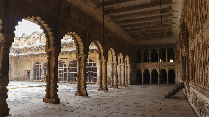 Inside architecture of Maharaja Chhatra Singh Rana Palace, Gohad, Bhind, Madhya Pradesh, India. Inside architecture of Maharaja Chhatra Singh Rana Palace, Gohad, Bhind, Madhya Pradesh, India., by Zoonar RealityImages
