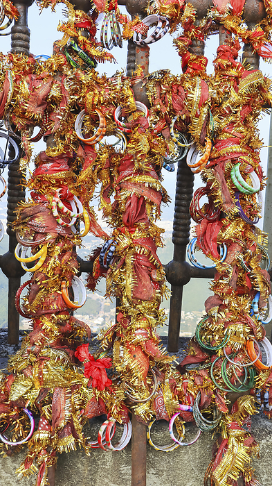 Bangles tied in front of Ambaji Temple, Girnar, Junagadh, Gujarat, India. Bangles tied in front of Ambaji Temple, Girnar, Junagadh, Gujarat, India., by Zoonar RealityImages