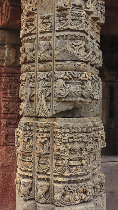 Carved Pillar with floral motifs. Harshad Mata Temple, Abhaneri, Dausa, Rajsathan, India. Carved Pillar with floral motifs. Harshad Mata Temple, Abhaneri, Dausa, Rajsathan, India., by Zoonar RealityImages