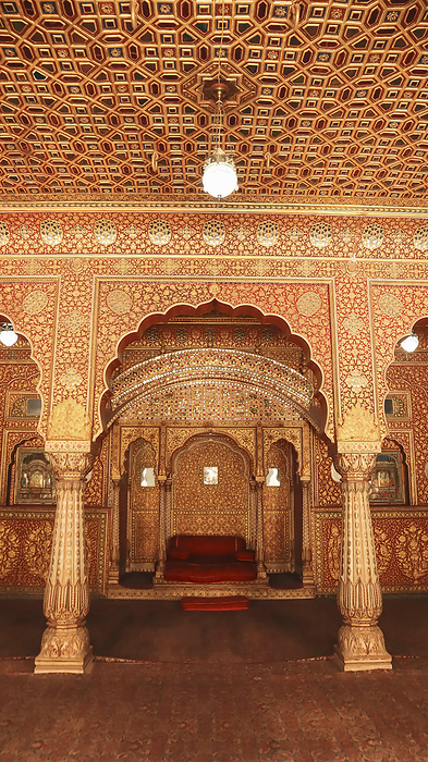 Anup Mahal of Junagarh Fort, Bikaner, Rajasthan, India which was actually a private audience hall. Intricate gold work is amazing. Anup Mahal of Junagarh Fort, Bikaner, Rajasthan, India which was actually a private audience hall. Intricate gold work is amazing., by Zoonar RealityImages