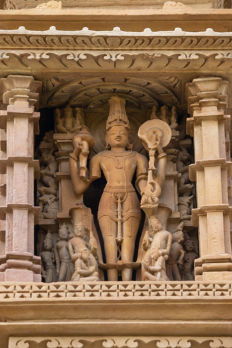 Sculpture of Lord Vishnu on the Khajuraho Temple, World Heritage Site, Madhya Pradesh, India. Sculpture of Lord Vishnu on the Khajuraho Temple, World Heritage Site, Madhya Pradesh, India., by Zoonar RealityImages