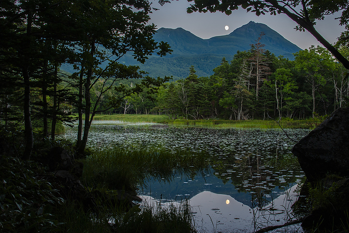 Shiretoko Five Lakes and Shiretoko Mountain Range Hokkaido Shiretoko Peninsula Taken at Shiretoko Peninsula and Shiretoko Goko  Five Lakes , a World Natural Heritage site. Mt. Rausu is on the right.