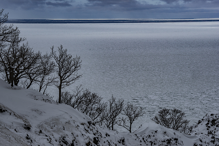 Drift ice on the Shiretoko Peninsula, Hokkaido, Japan Taken near Hlepe Falls, Shiretoko Peninsula, a World Natural Heritage site. 